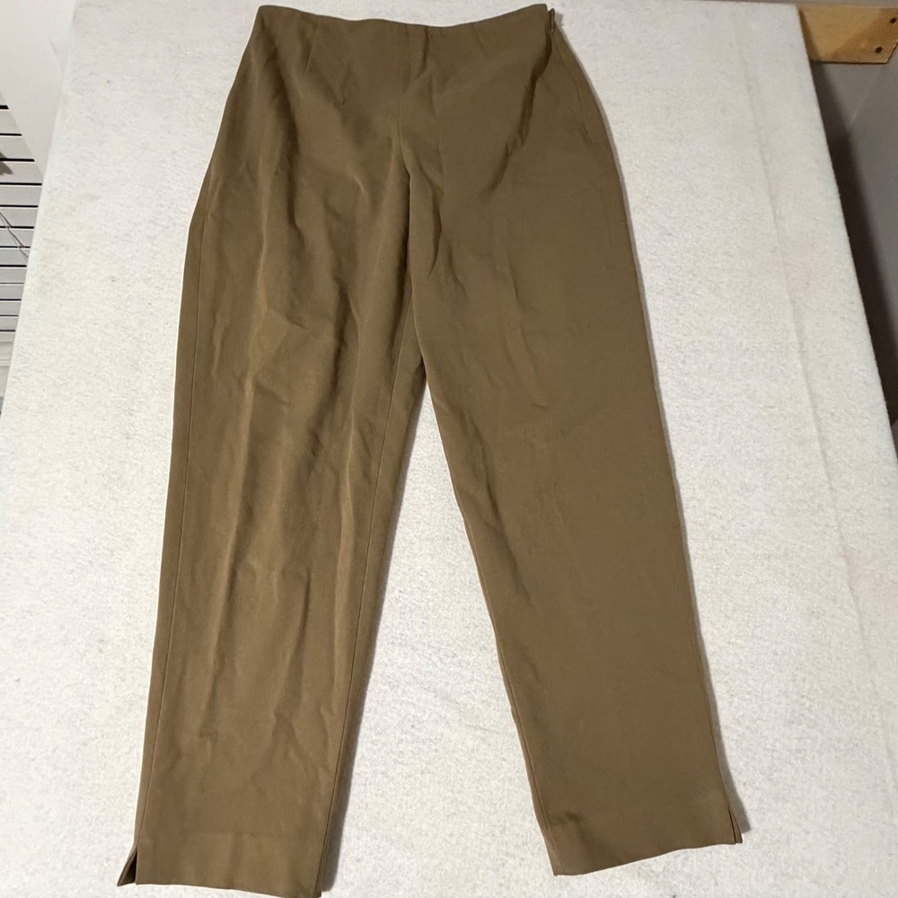 Talbots Petites Brown Stretch Straight Leg Side Zip Trousers Pants Womens 10P